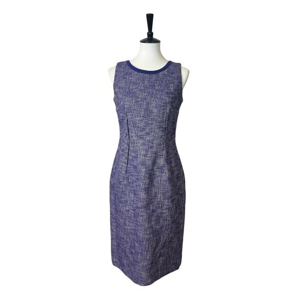 Paule Ka Sheath Dress Tweed Sleeveless Round Neck Purple Cream Women’s Size 8 - Picture 2 of 12